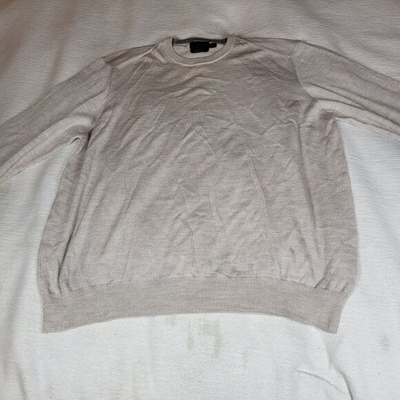 Black 1826 Brown Sweater Mens Beige Size XXL 100% Merino Wool Made Italy Winter - Picture 3 of 16